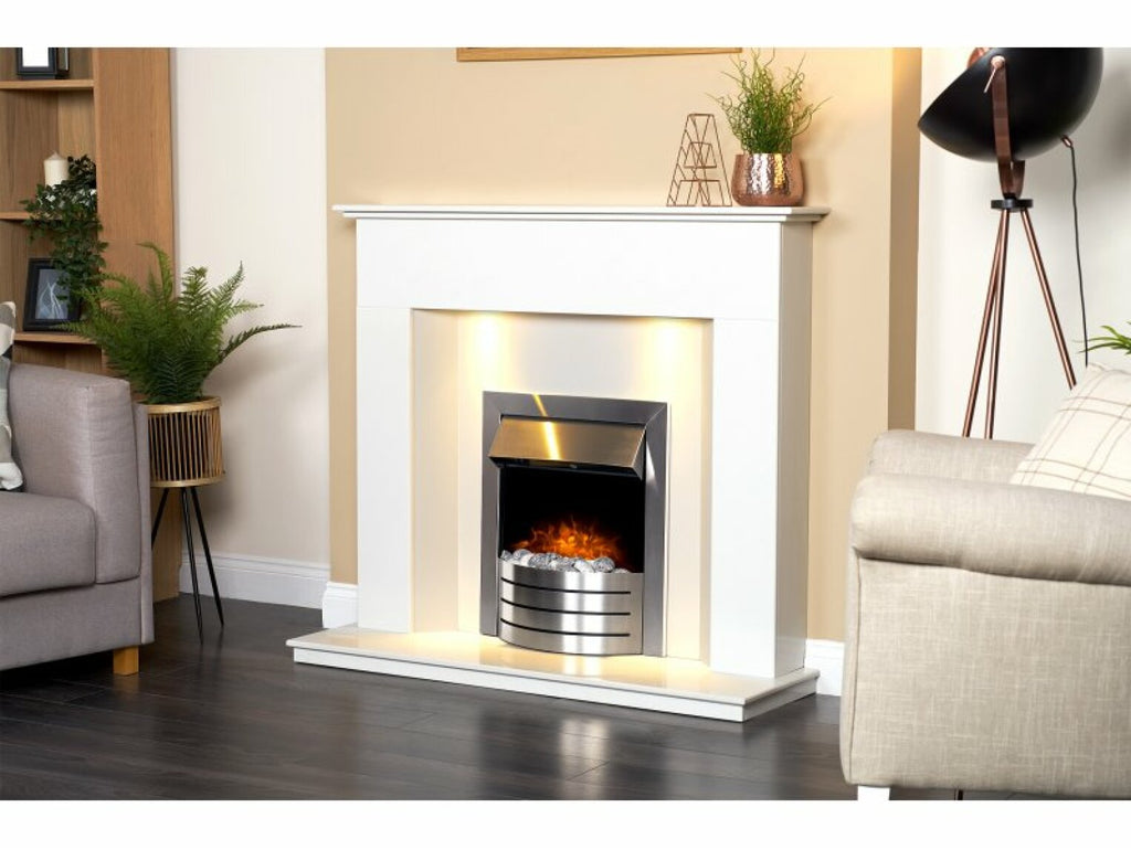 Adam Comet Electric Fire in Brushed Steel