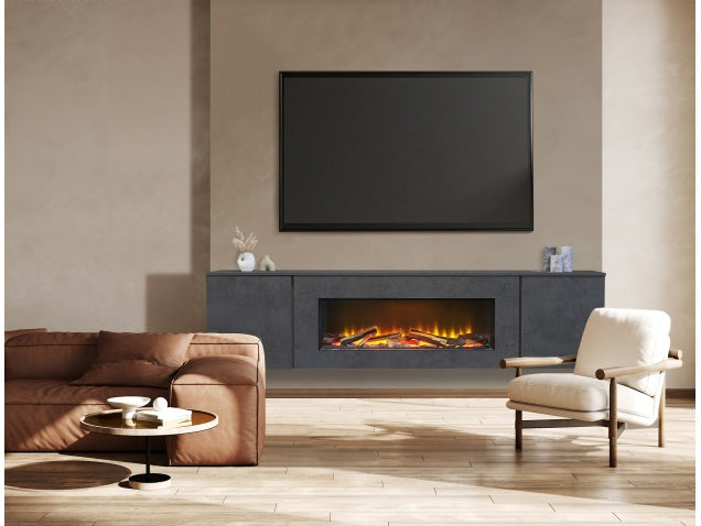 Acantha Orion Electric Floating Media Wall Suite in Slate Effect, 91 Inch