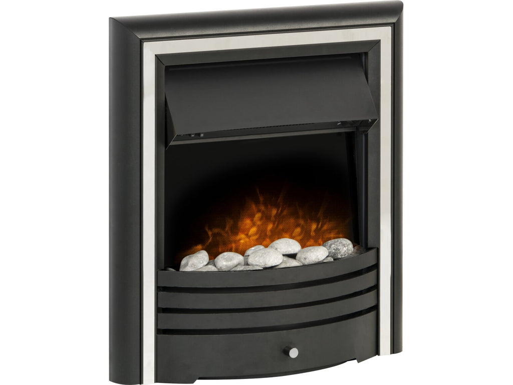 Adam Cambridge Pebble Electric Fire in Black & Chrome