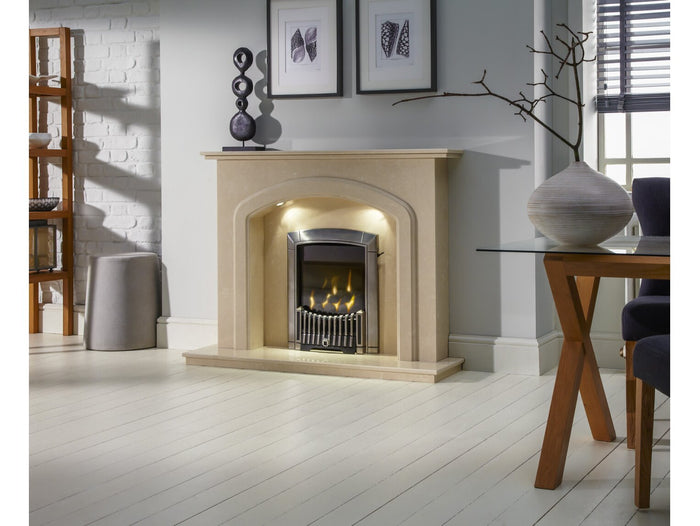 Lincoln Roman Marble Fireplace with Downlights, 54 Inch