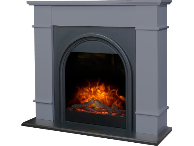 Adam Chesterfield Electric Fireplace Suite in Grey & Charcoal Grey, 44 Inch