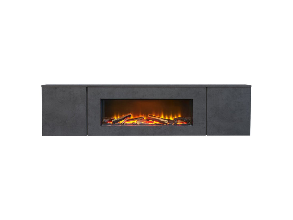Acantha Orion Electric Floating Media Wall Suite in Slate Effect, 91 Inch