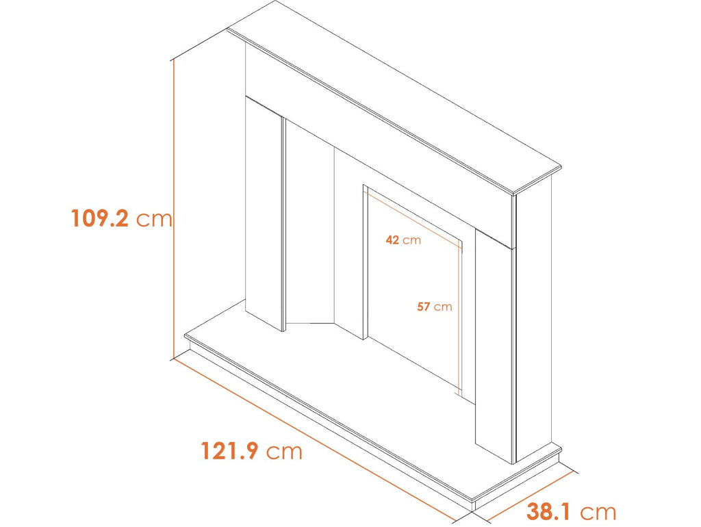 Adam Alora White Marble Fireplace with Downlights, 48 Inch