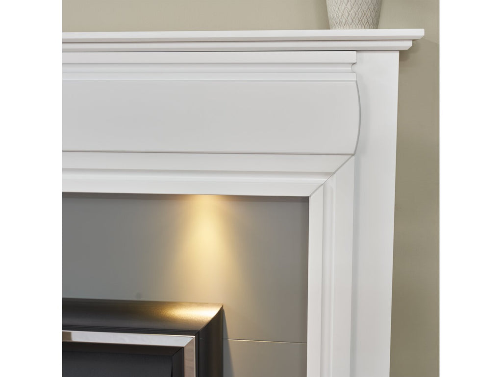 Adam Honley Fireplace in Pure White & Grey with Cambridge Electric Fire in Black, 48 Inch