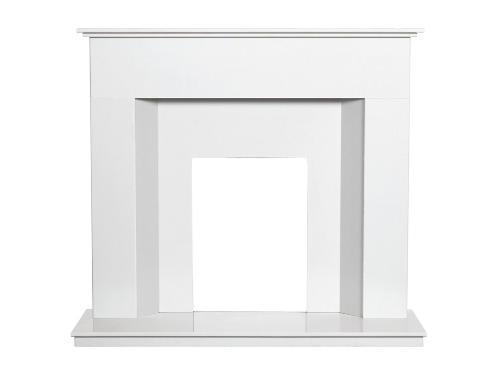 Adam Alora White Marble Fireplace with Downlights, 48 Inch