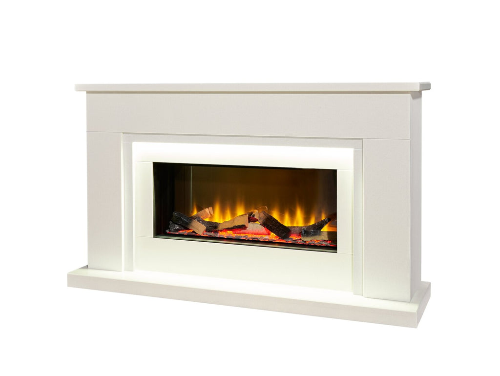 Acantha Arona White Marble Electric Fireplace Suite, 54 Inch