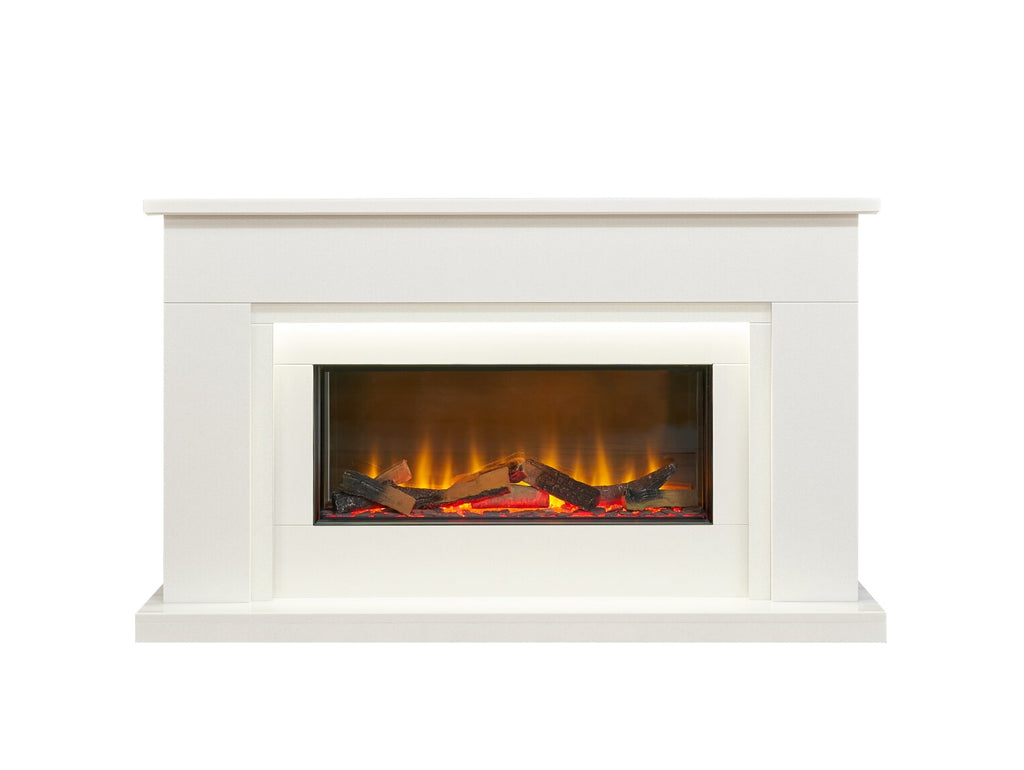 Acantha Arona White Marble Electric Fireplace Suite, 54 Inch