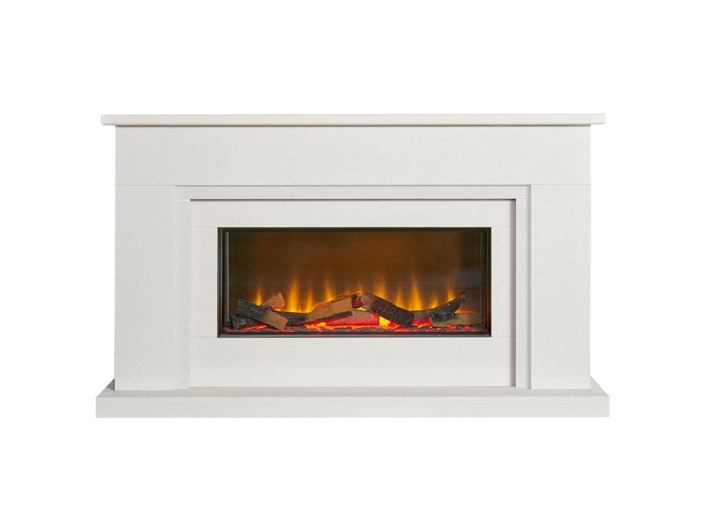 Acantha Arona White Marble Electric Fireplace Suite, 54 Inch