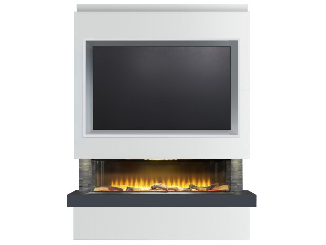 Adam Sahara Pre-Built Panoramic Media Wall 5 & Fire with TV Recess