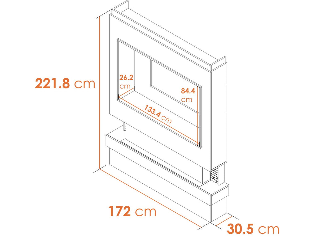 Adam Sahara Pre-Built Panoramic Media Wall 5 & Fire with TV Recess