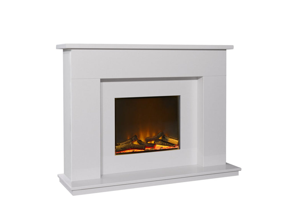 Acantha Minnesota White Marble Electric Fireplace Suite, 50 Inch