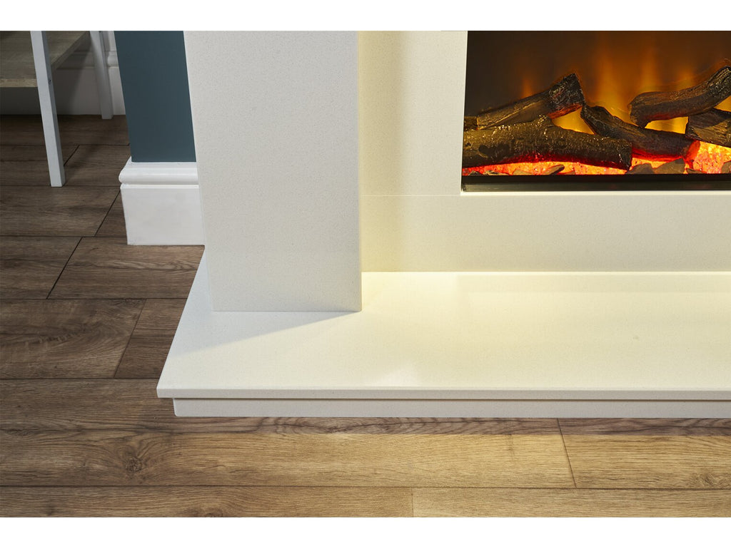 Acantha Minnesota White Marble Electric Fireplace Suite, 50 Inch