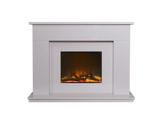 Acantha Minnesota White Marble Electric Fireplace Suite, 50 Inch