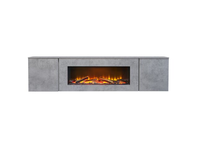 Acantha Orion Electric Floating Media Wall Suite & Fire in Concrete Effect