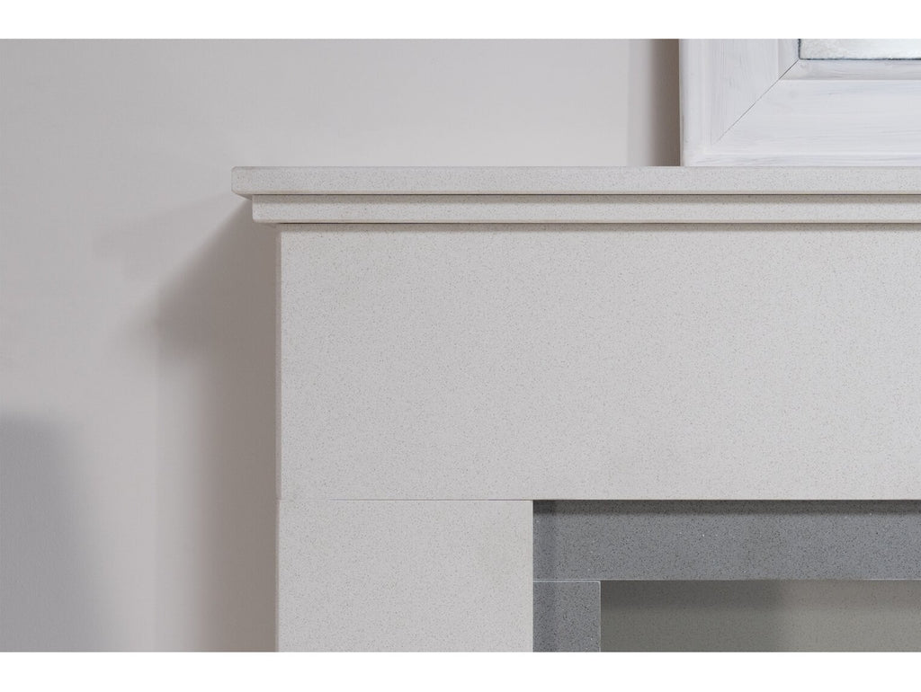 Acantha  Allnatt Marble Fireplace with 1" Rebate in White Stone & Sparkly Grey, 54 Inch