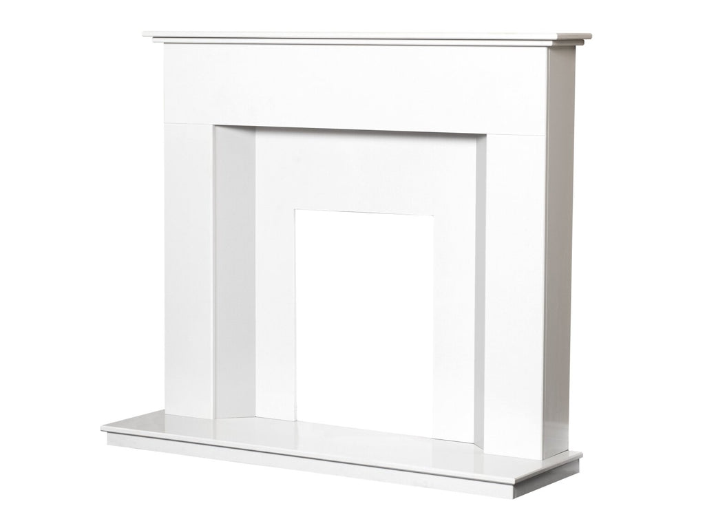 Adam Alora White Marble Fireplace with Downlights, 48 Inch