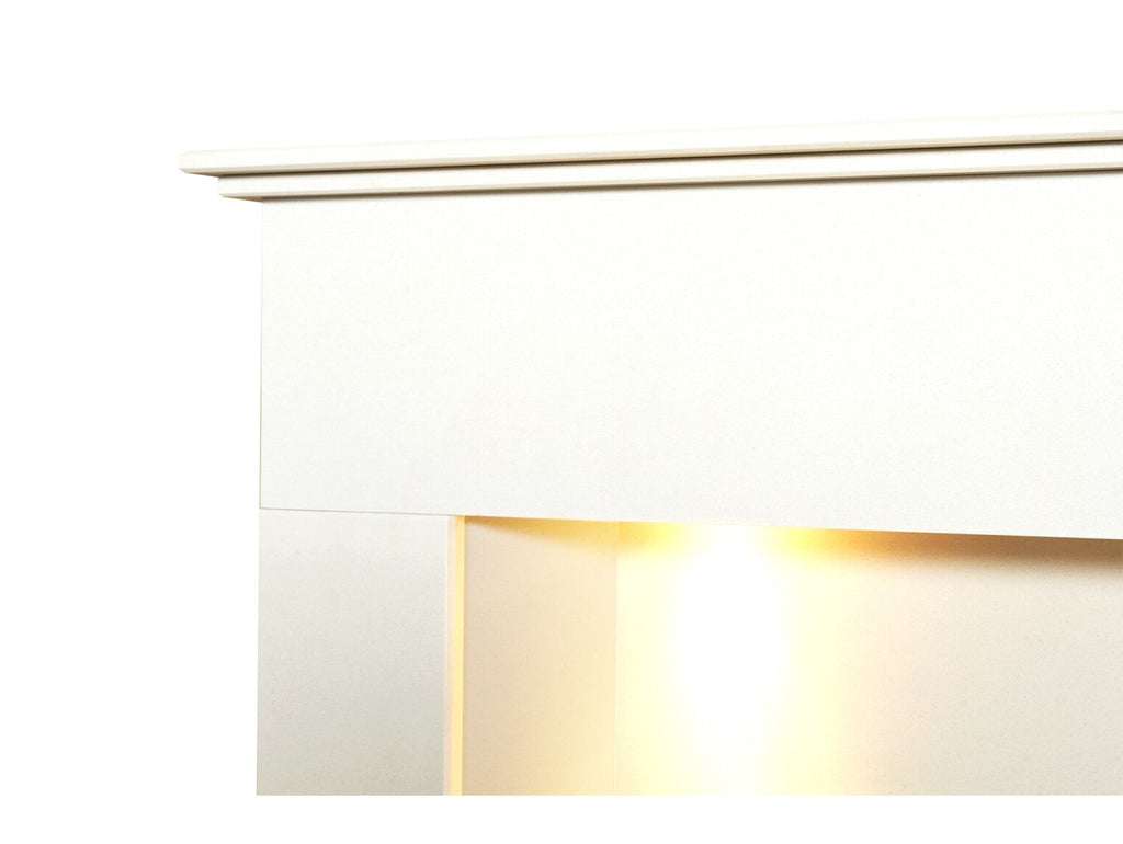 Adam Alora White Marble Fireplace with Downlights, 48 Inch