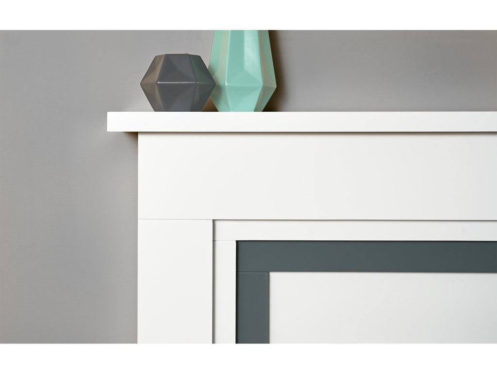 Adam Brentwood Electric Fireplace Suite in Pure White & Grey, 43 Inch