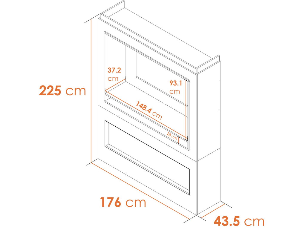 Acantha Athena Pre-Built Concrete Effect Fully Inset Media Wall with TV & Media Recess