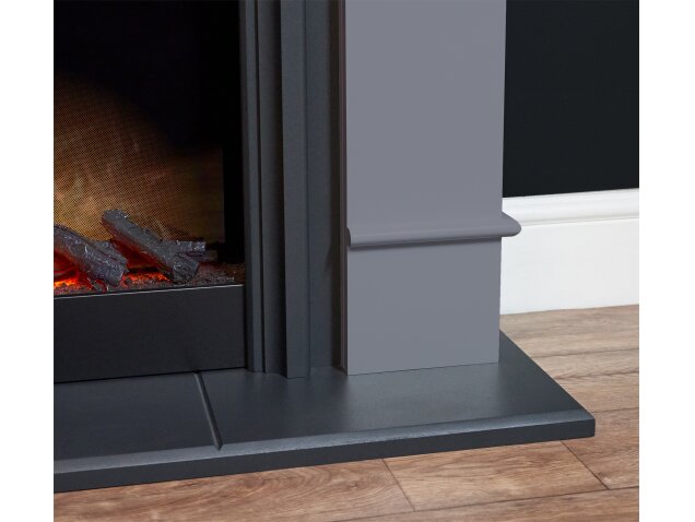 Adam Chesterfield Electric Fireplace Suite in Grey & Charcoal Grey, 44 Inch