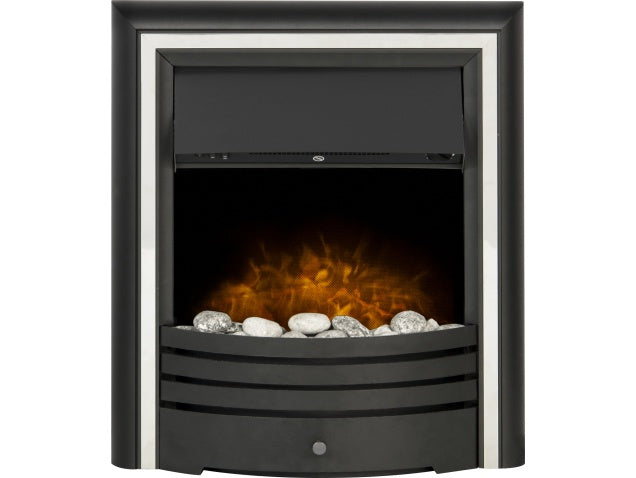 Adam Cambridge Pebble Electric Fire in Black & Chrome