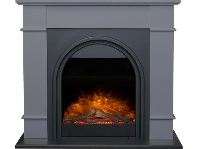 Adam Chesterfield Electric Fireplace Suite in Grey & Charcoal Grey, 44 Inch