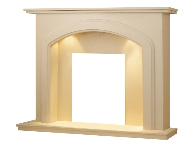 Lincoln Roman Marble Fireplace with Downlights, 54 Inch